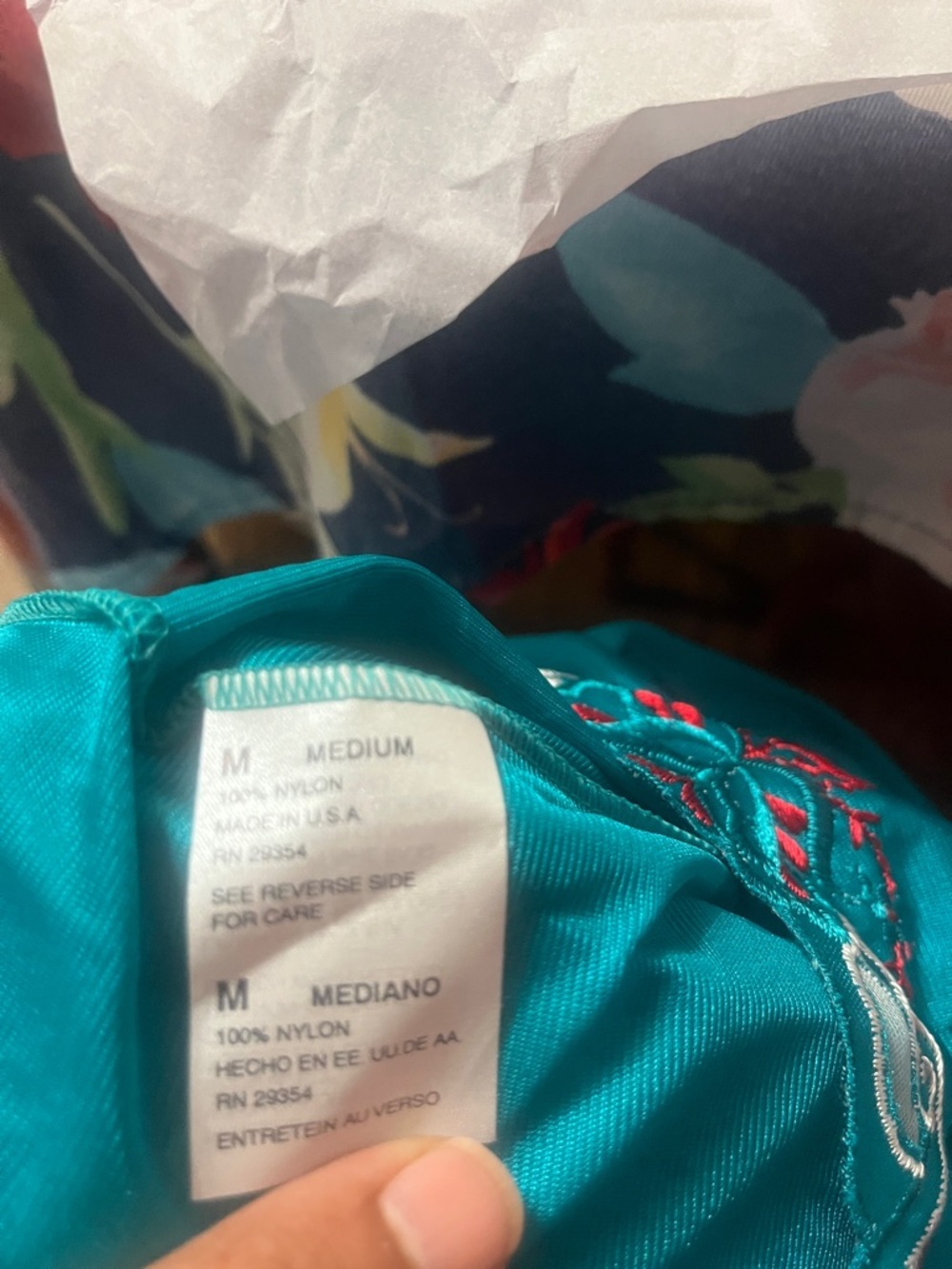 *VINTAGE* KELLY REED Nightgown, Floral Teal Short Sleeve Design, M - Picture 4 of 5